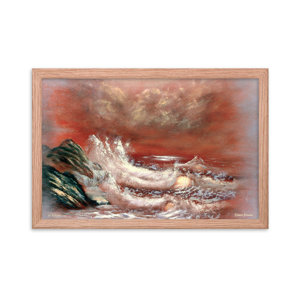 Thumbnail: Framed photo paper poster - Red Sea Vignette Seascape Painting