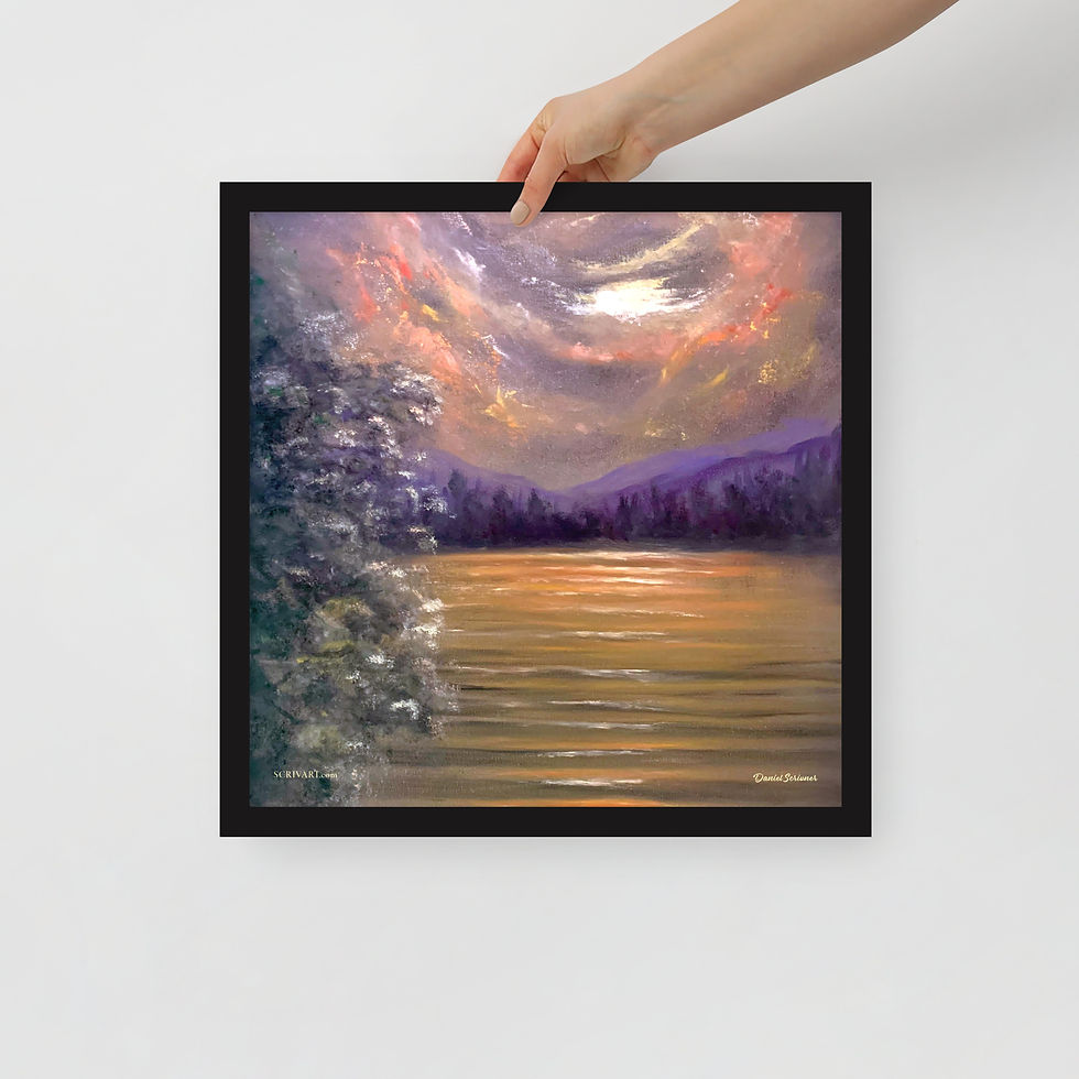 Thumbnail: Framed photo paper poster - Serenity Lake Painting