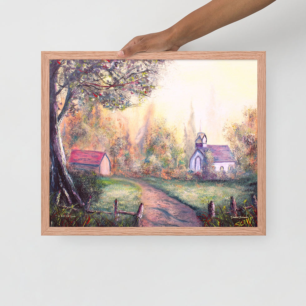 Thumbnail: Framed Photo Paper Poster - The Old Church and Parish Landscape Painting