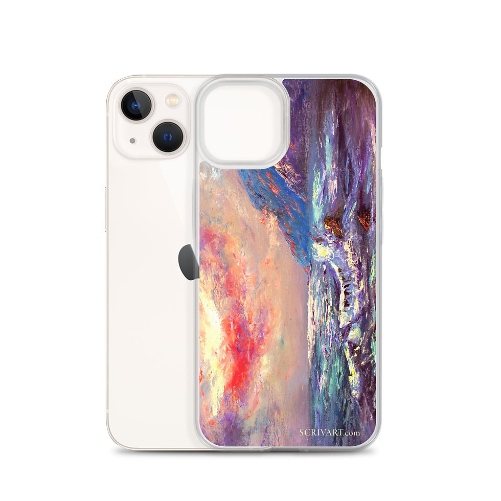 Thumbnail: Clear Case for iPhone - Coastal Glow Knife Seascape Painting Display