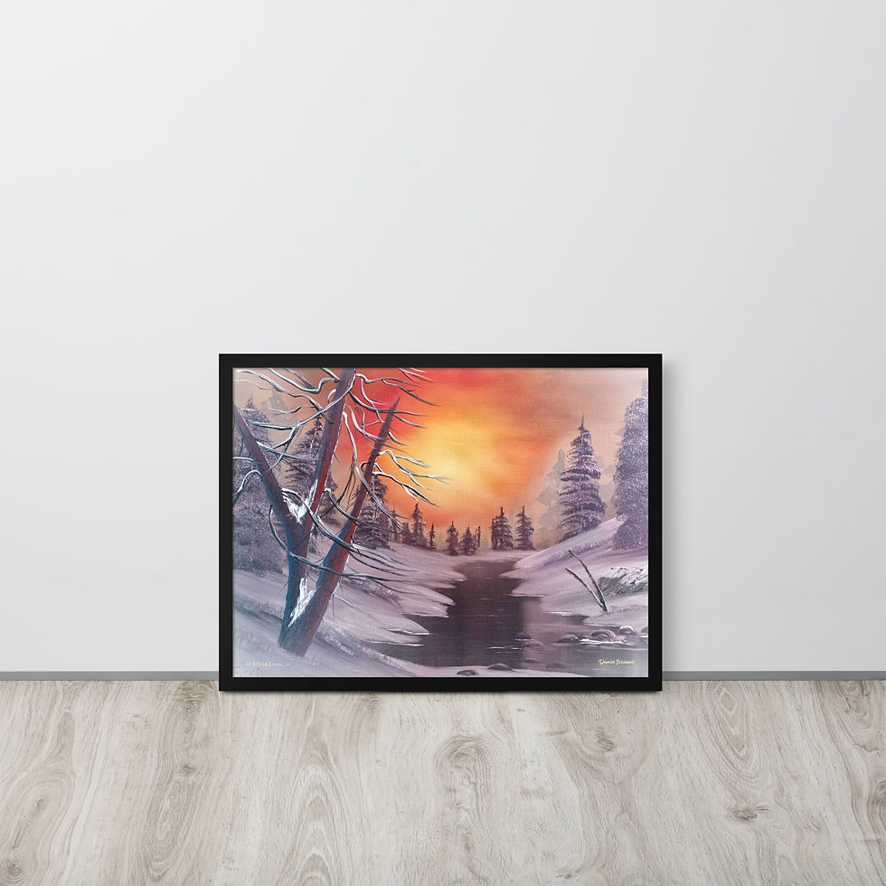 Thumbnail: Framed Photo Paper Poster - Snow Creek Landscape Painting