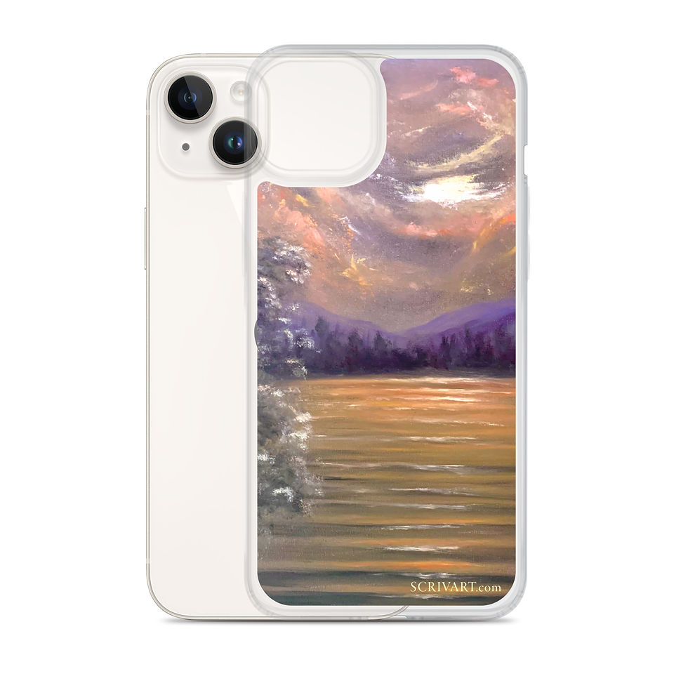 Thumbnail: Clear Case for iPhone - Serenity Lake Landscape Painting Display