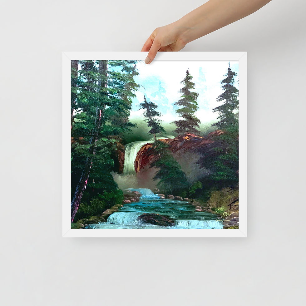 Thumbnail: Framed Photo Paper Poster - Cascade Falls Landscape Painting