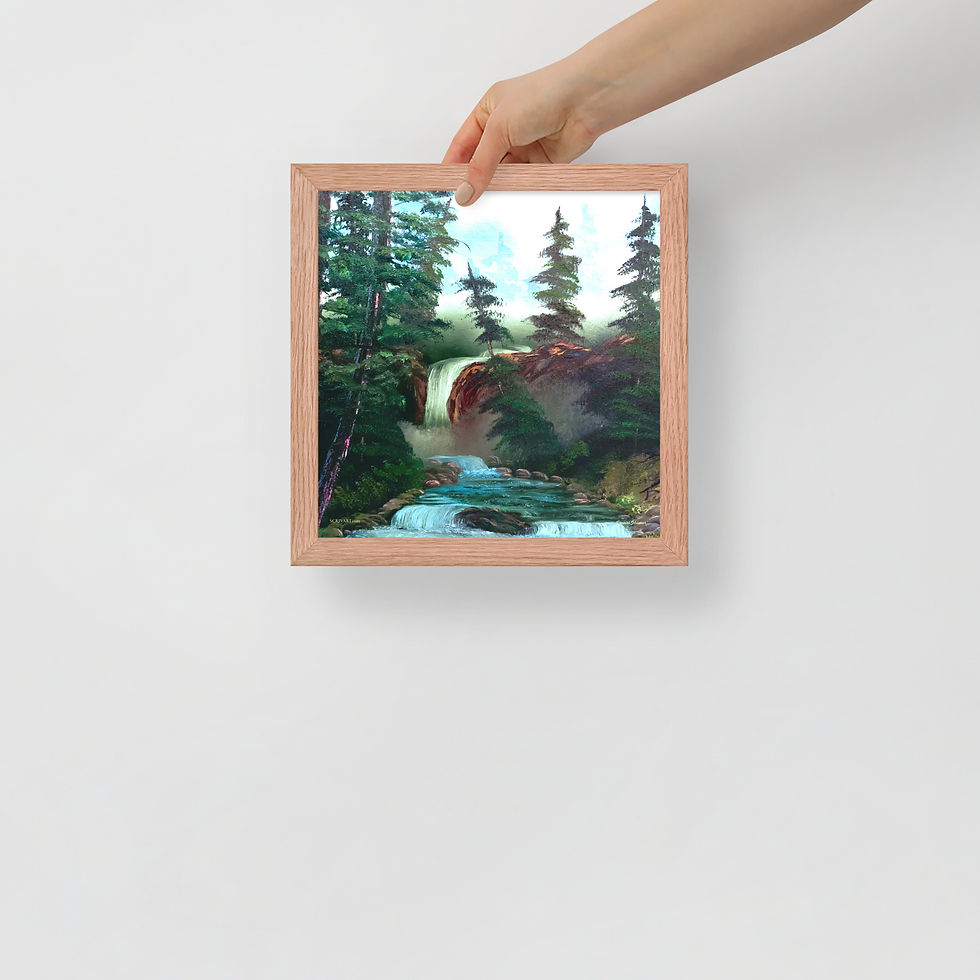 Thumbnail: Framed Photo Paper Poster - Cascade Falls Landscape Painting