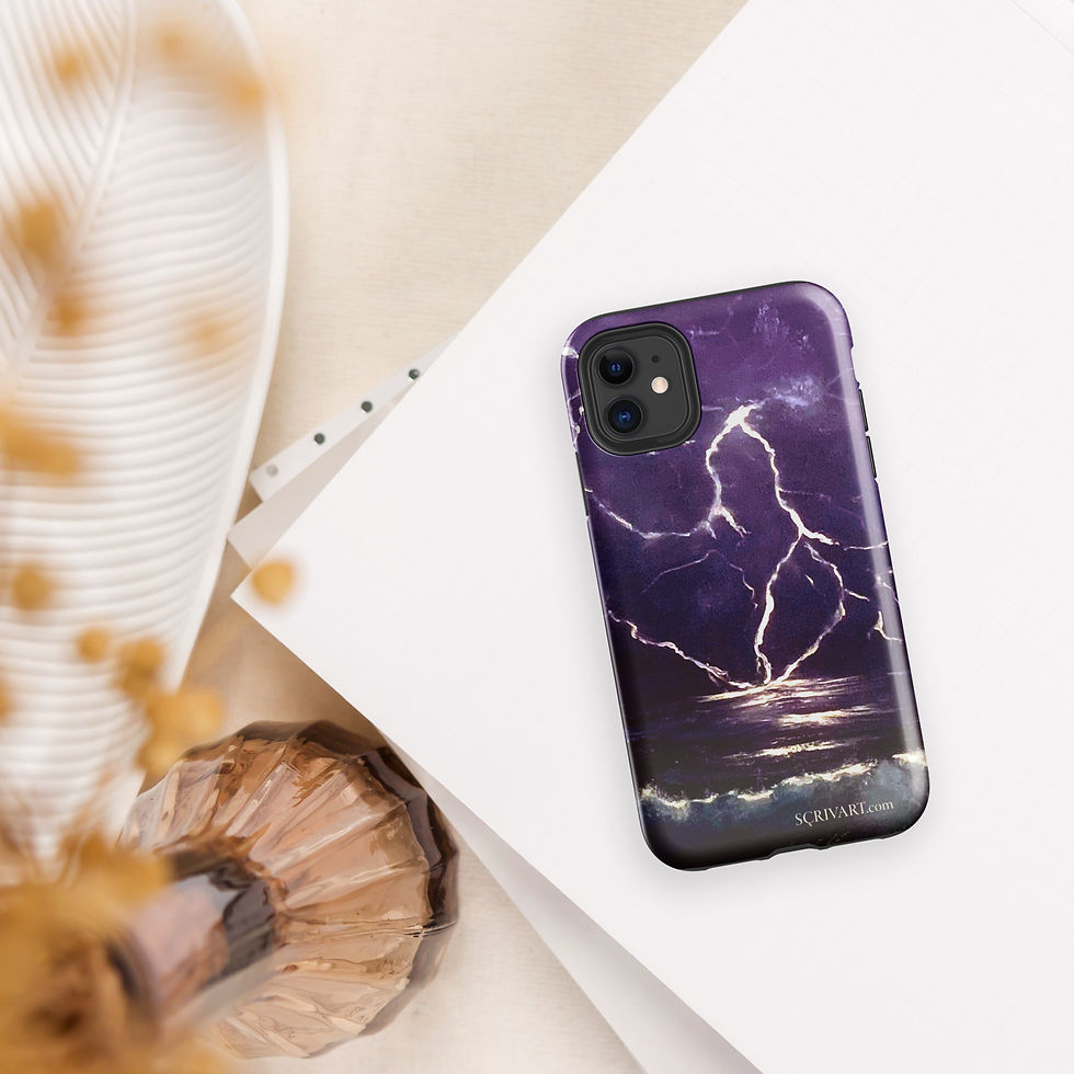 Thumbnail: Tough Case for iPhone® - Thunderclap seascape painting Display