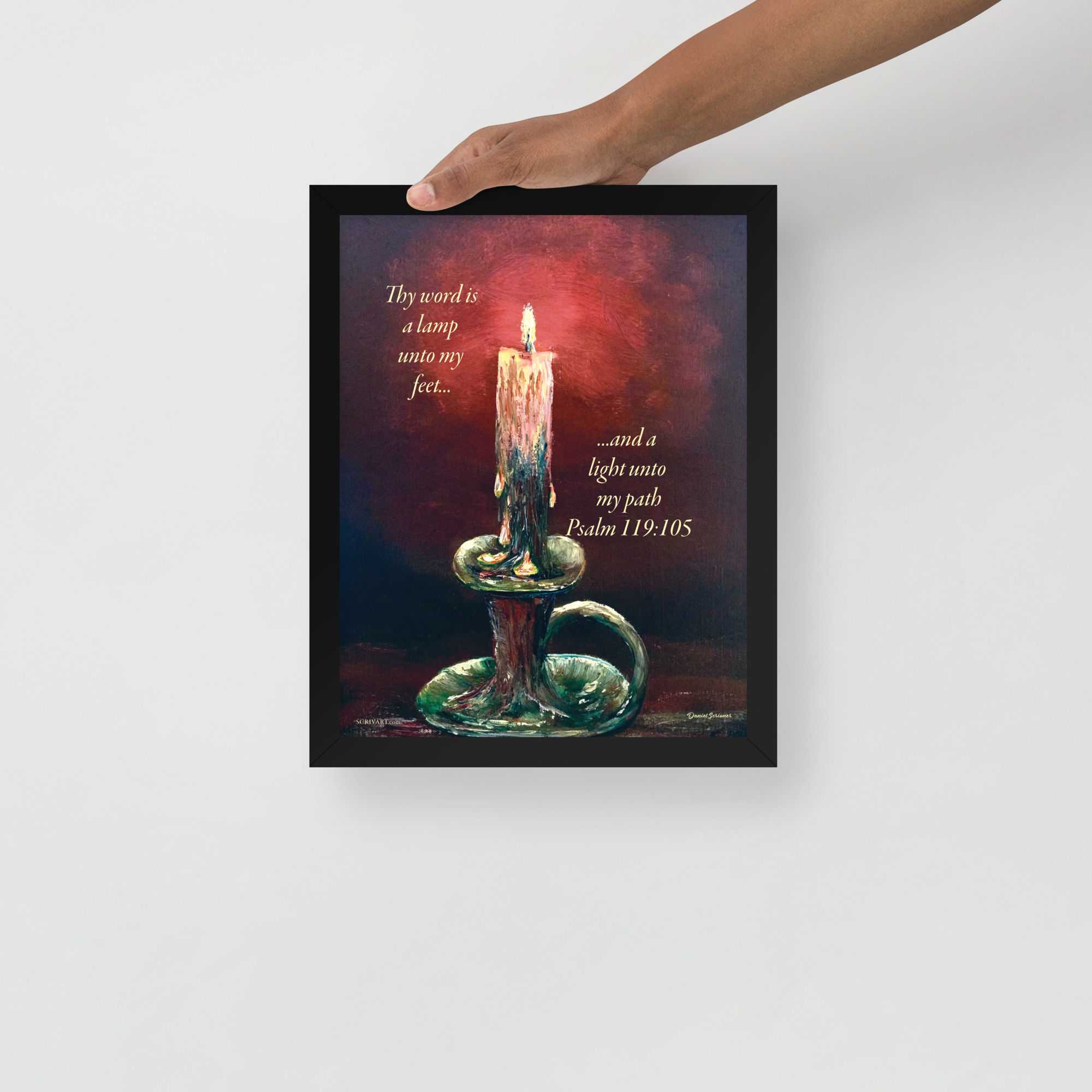 Framed photo paper poster - Midnight Candle Psalm 119v105 Painting