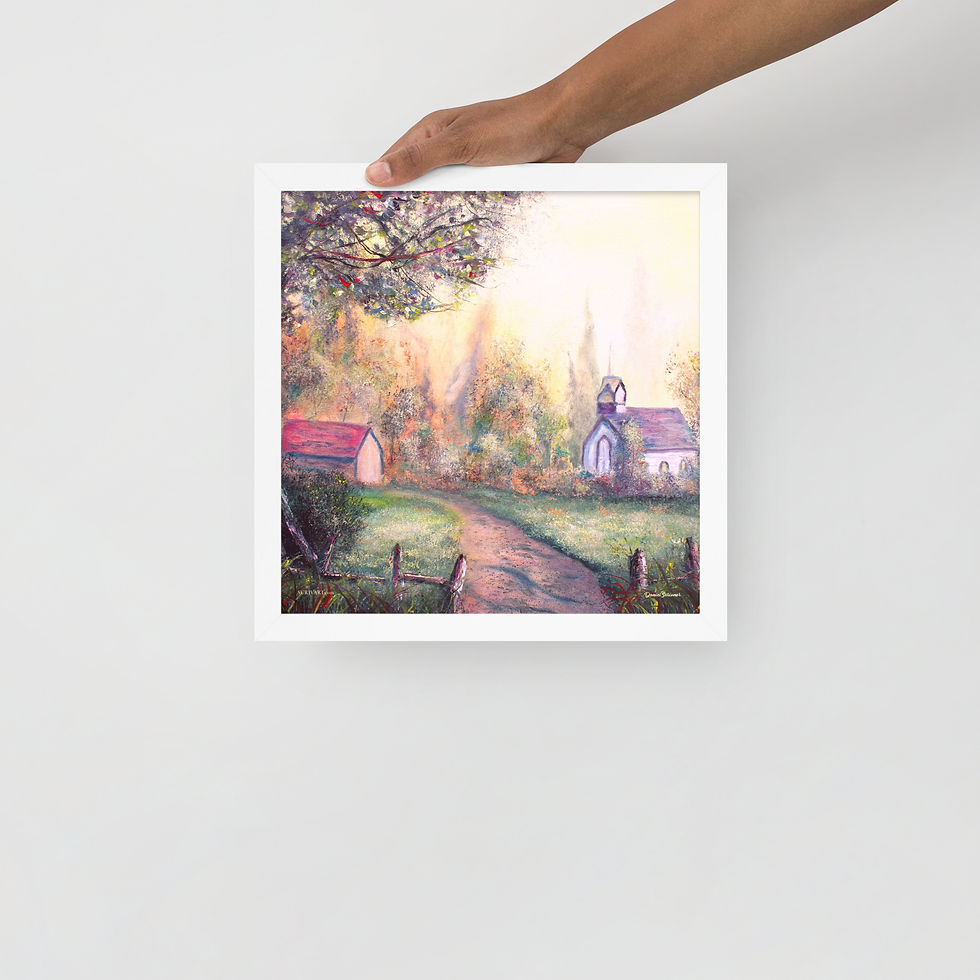 Thumbnail: Framed Photo Paper Poster - The Old Church and Parish Landscape Painting