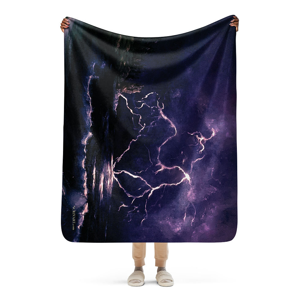 Thumbnail: Sherpa blanket - Thunderclap Seascape Painting Display