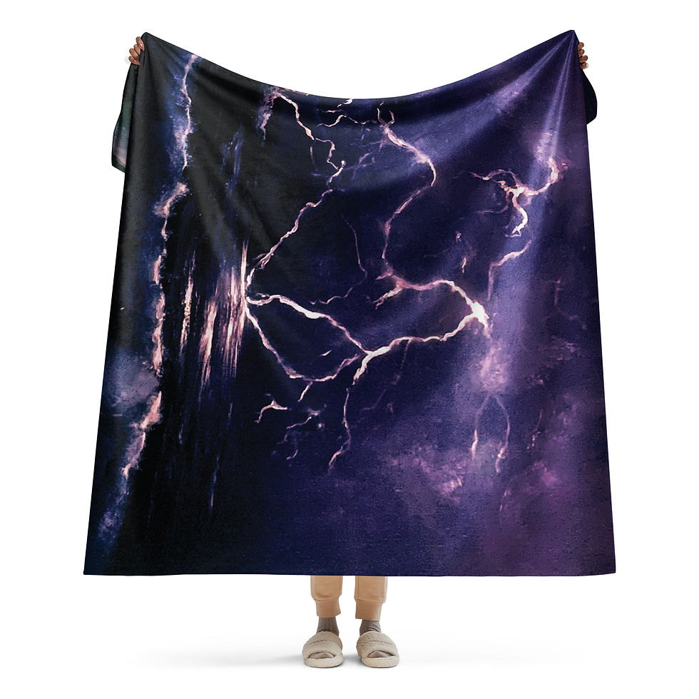 Thumbnail: Sherpa blanket - Thunderclap Seascape Painting Display