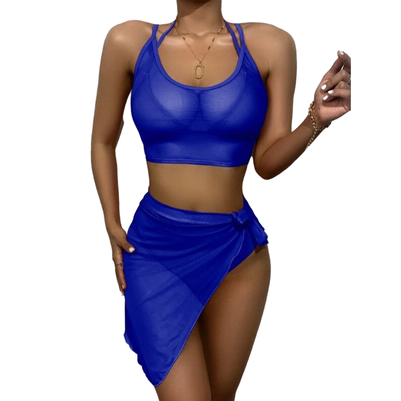 Thumbnail: Swimsuit Mesh Cover Up Skirt & Swimsuit 4 Piece