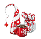 89543899-holidays-vintage-motive-red-cup-of-coffee-with-abstract-christmas-tree-and-glass-