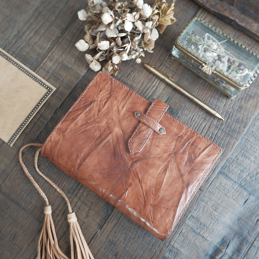 Thumbnail: ハンドメイド　ヌメ革　システム手帳　バイブルサイズ