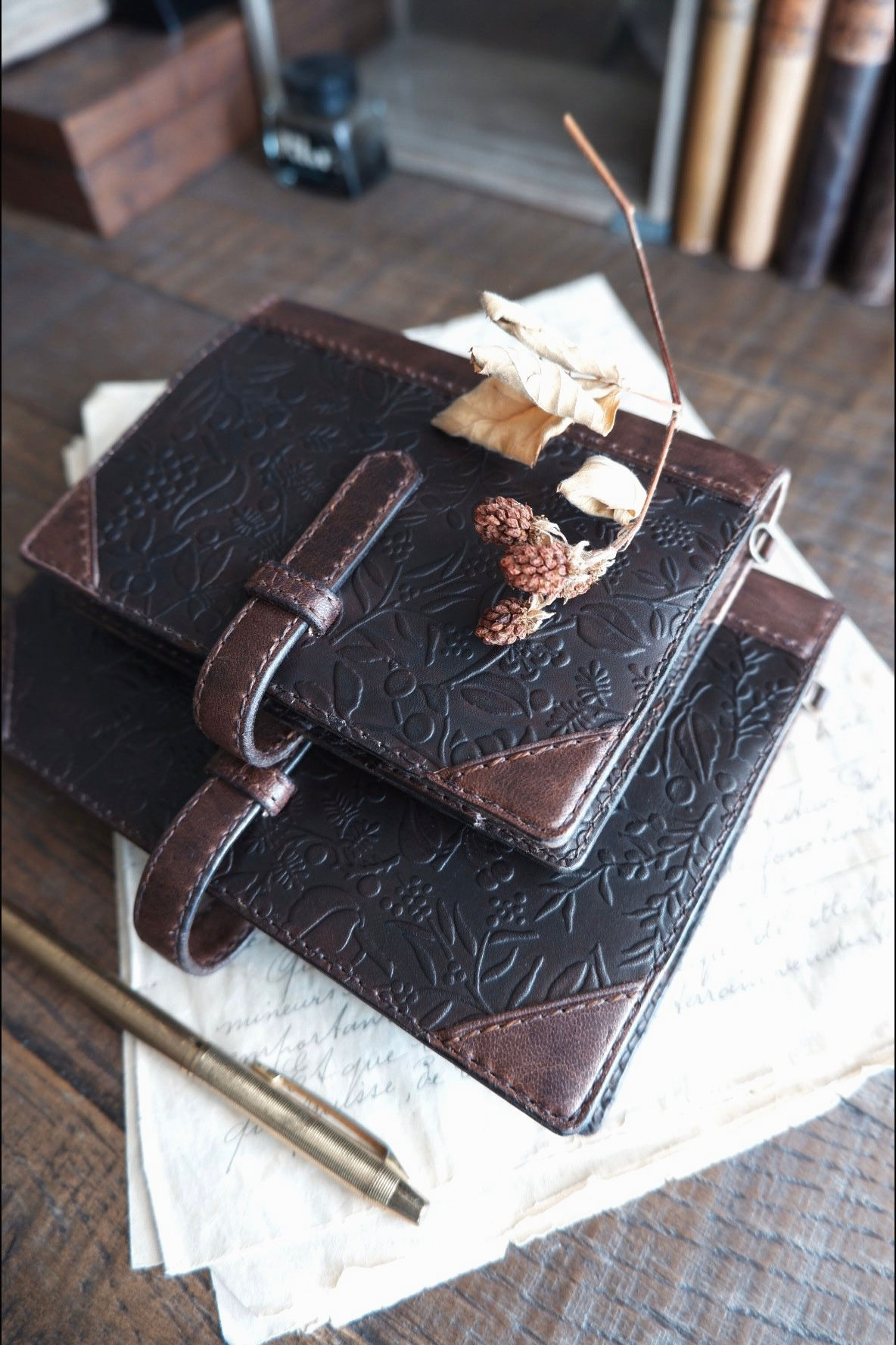 システム手帳　オールドベリー　アンティークブラウン　バイブルサイズ