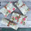 Thumbnail: planner bag, vintage fabric quilting case, envelope bag, fuchsia rose