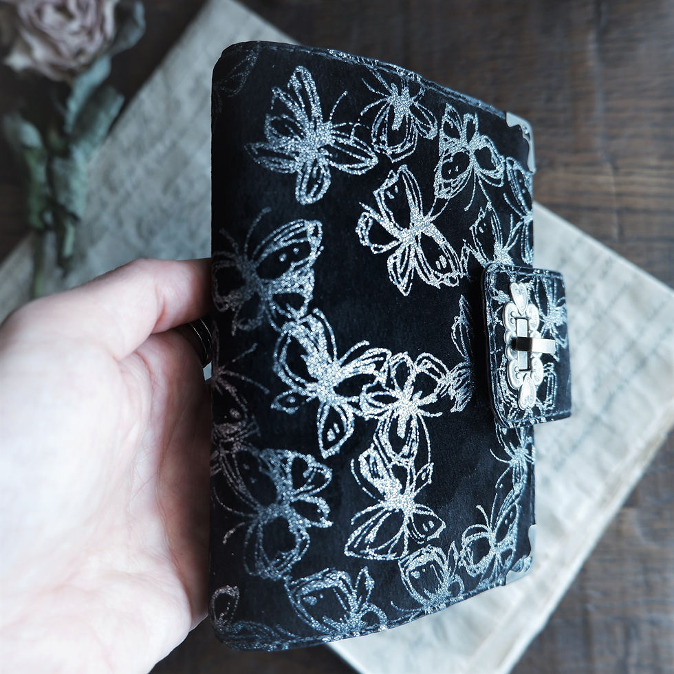 Leather planner, locked diary, midnight butterfly