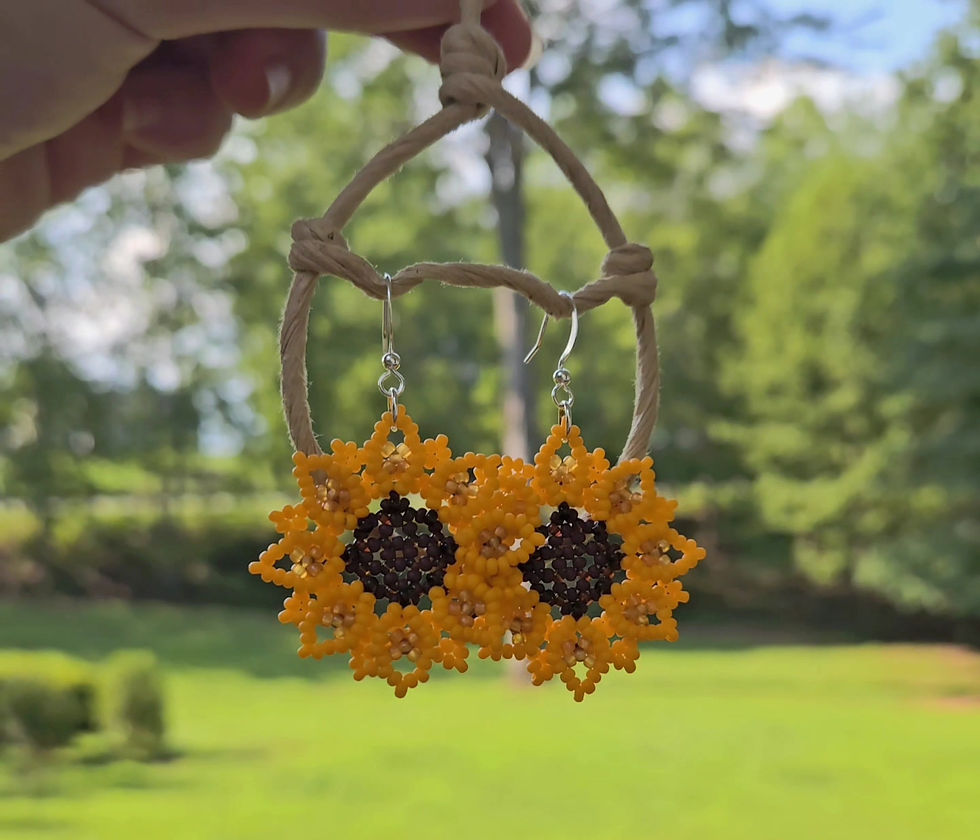 Thumbnail: Beaded Sunflower Earrings