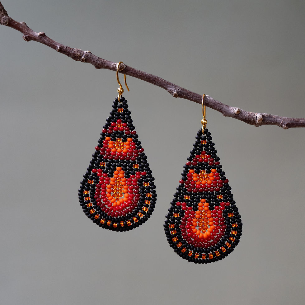 Thumbnail: Beaded Floral Garden Earrings