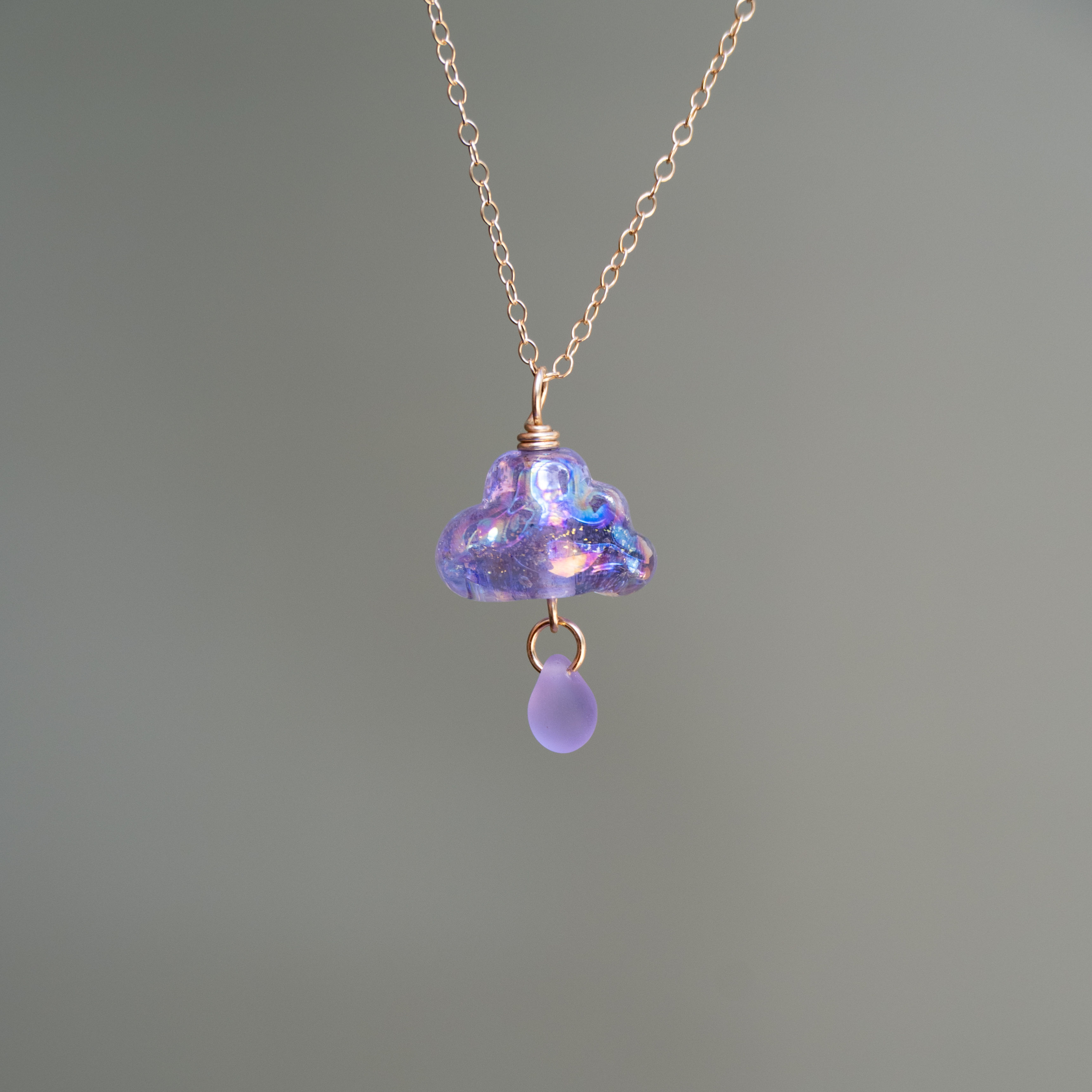 Cloud & Drop Necklace, 14k Gold Fill