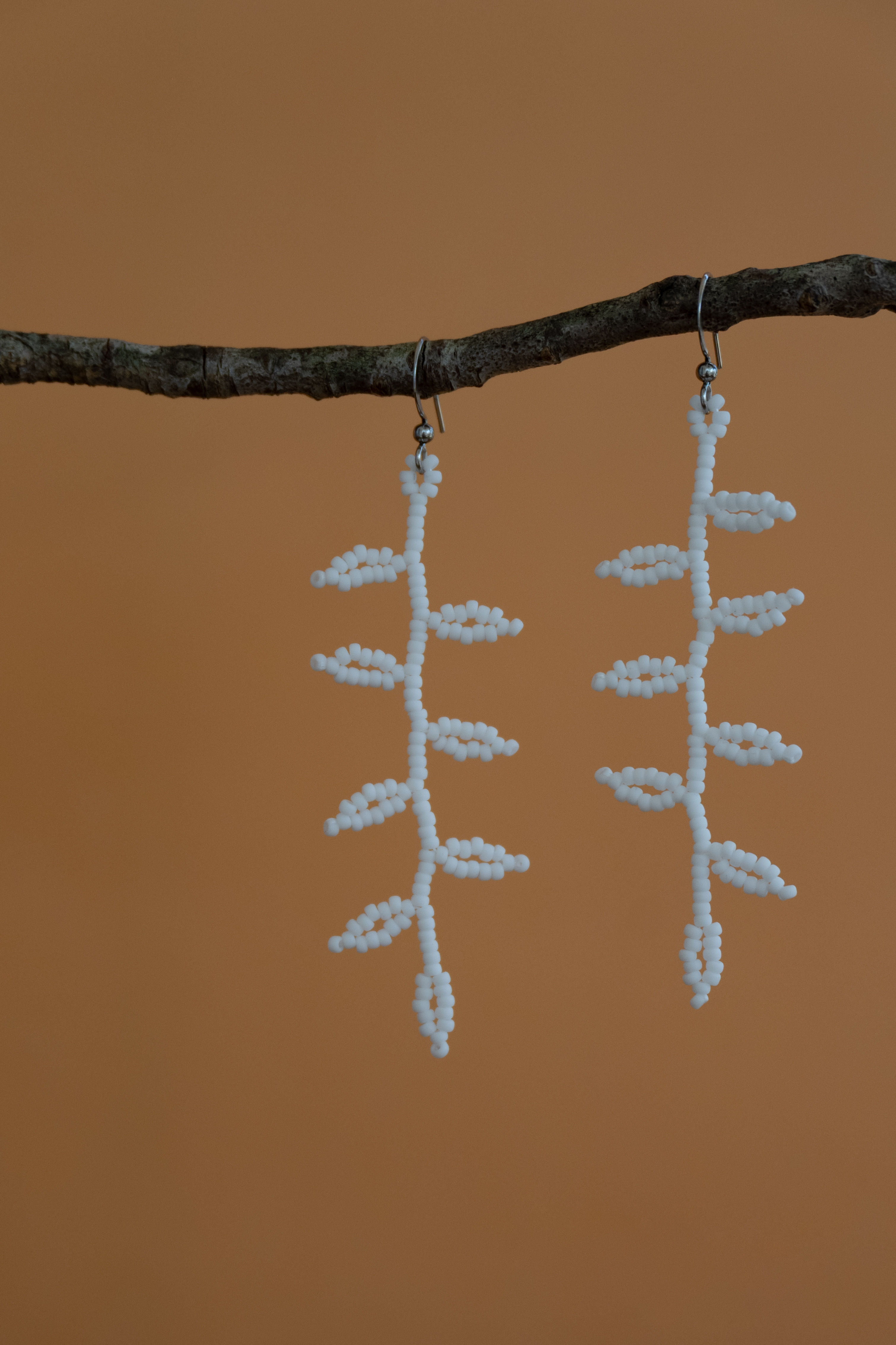 Beaded Laurel Leaf Earrings