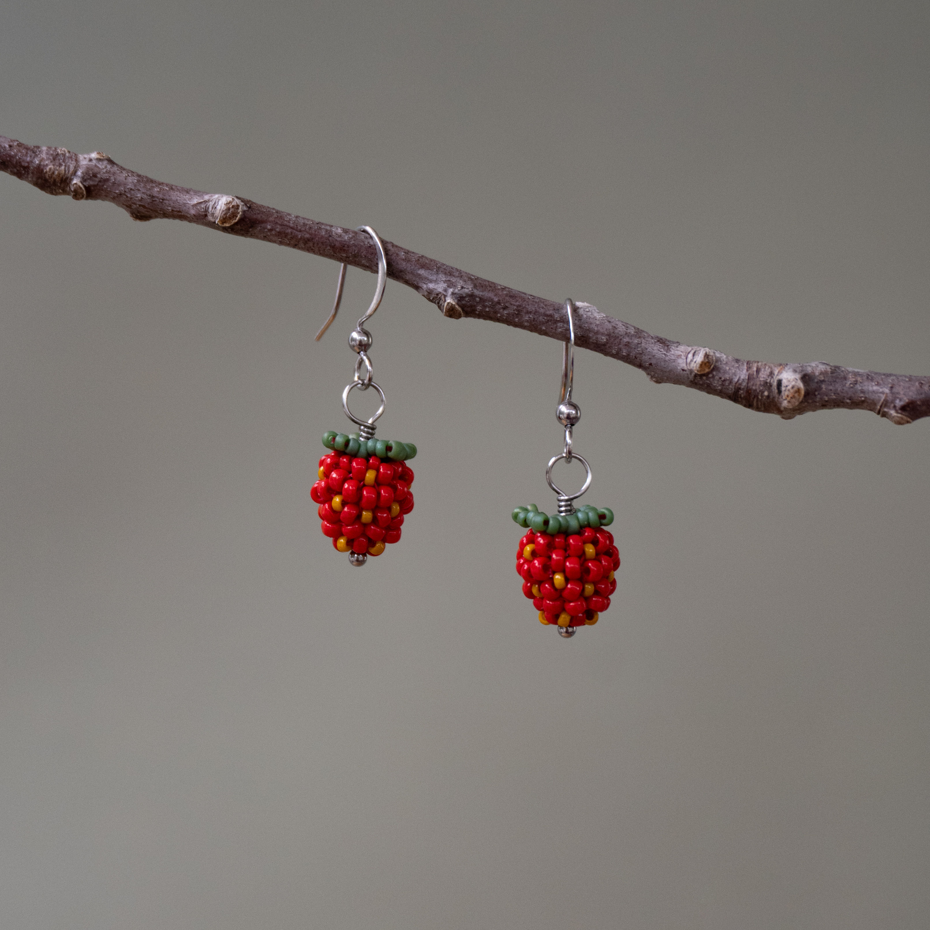 Beaded Strawberry Earrings