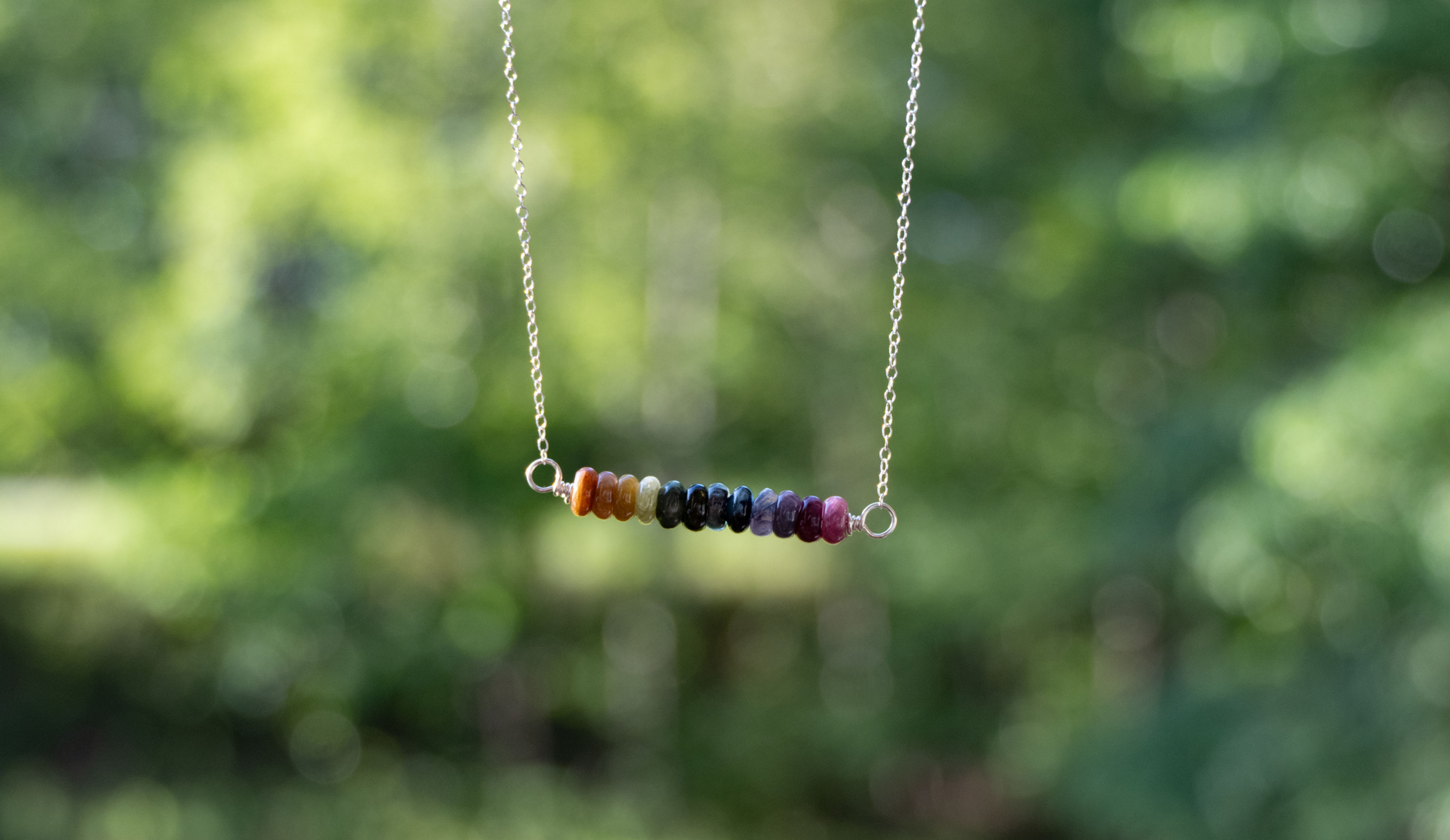 Tourmaline Bar Necklace, Sterling Silver