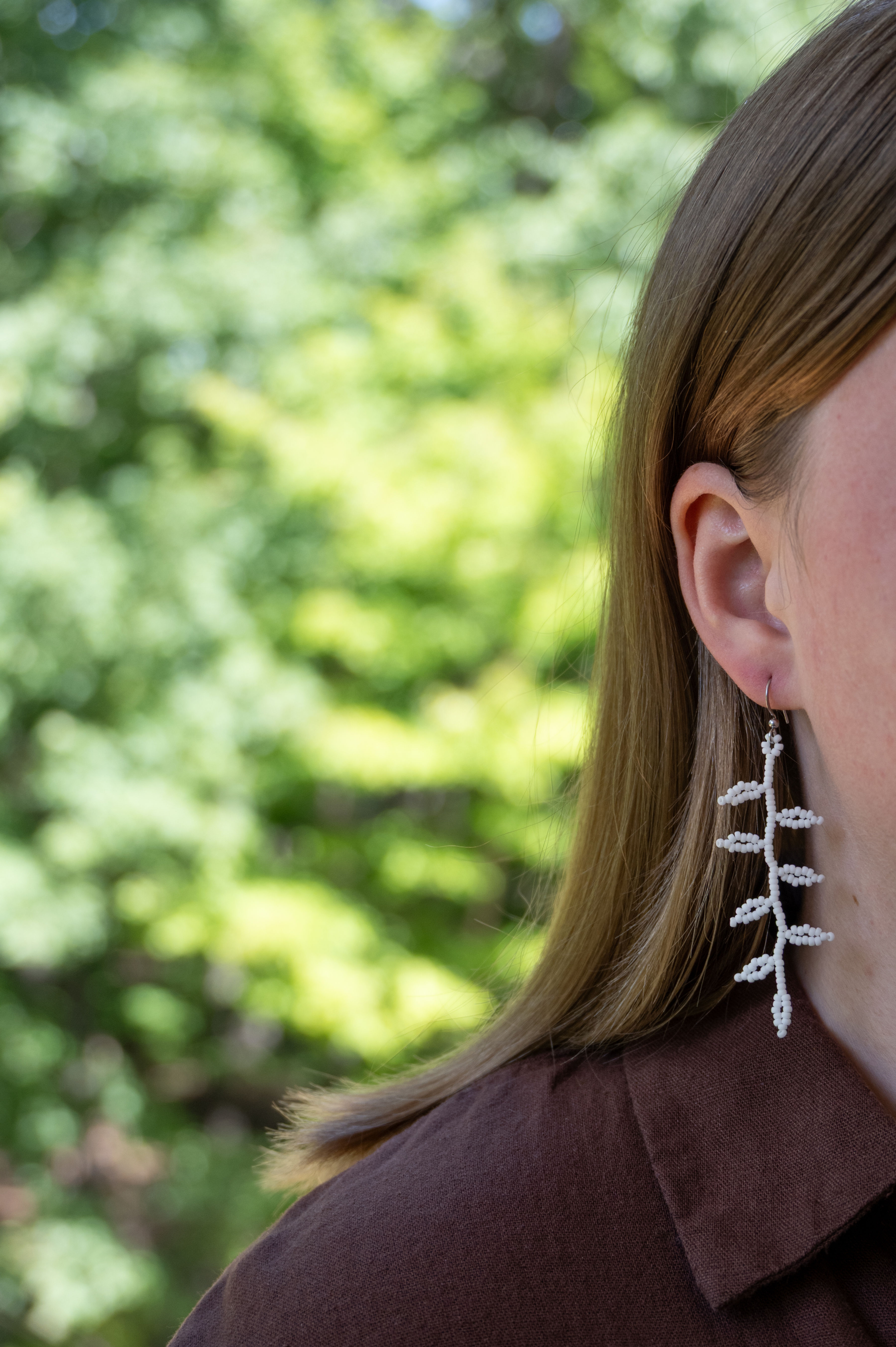 Beaded Laurel Leaf Earrings