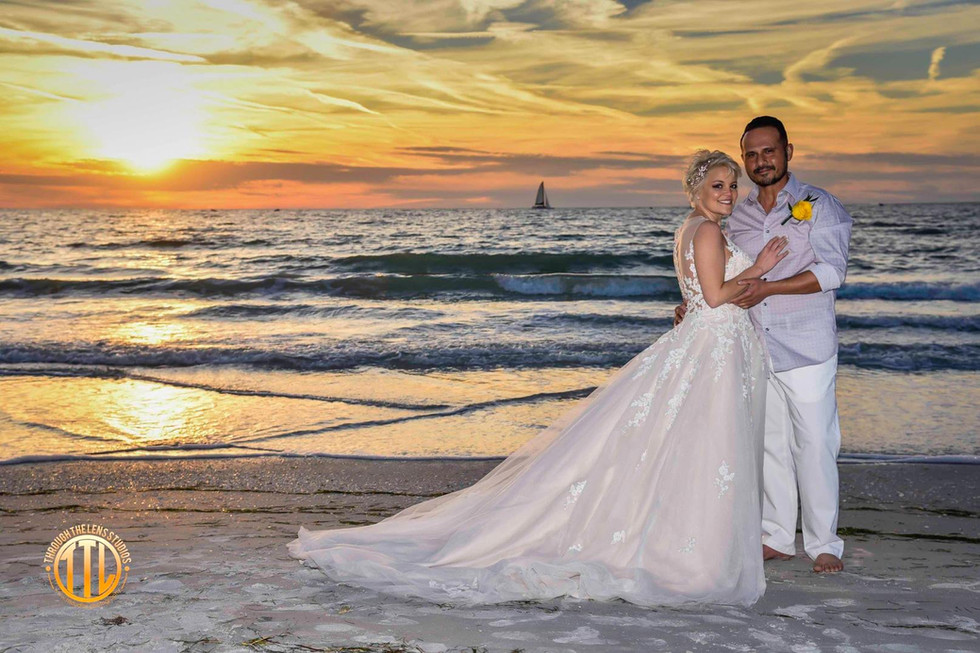 bride and groom beach wedding