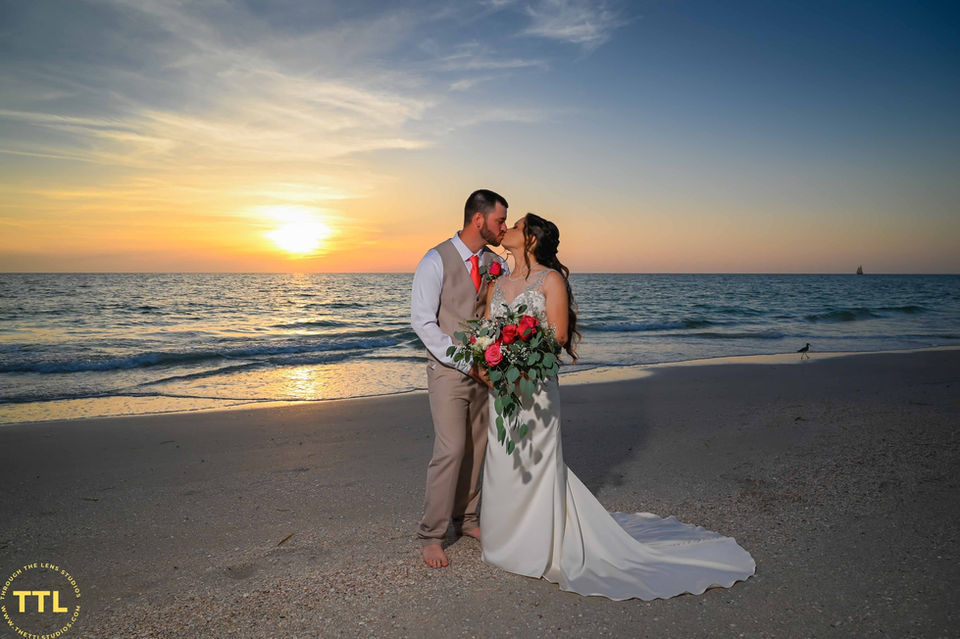 sunset beach wedding