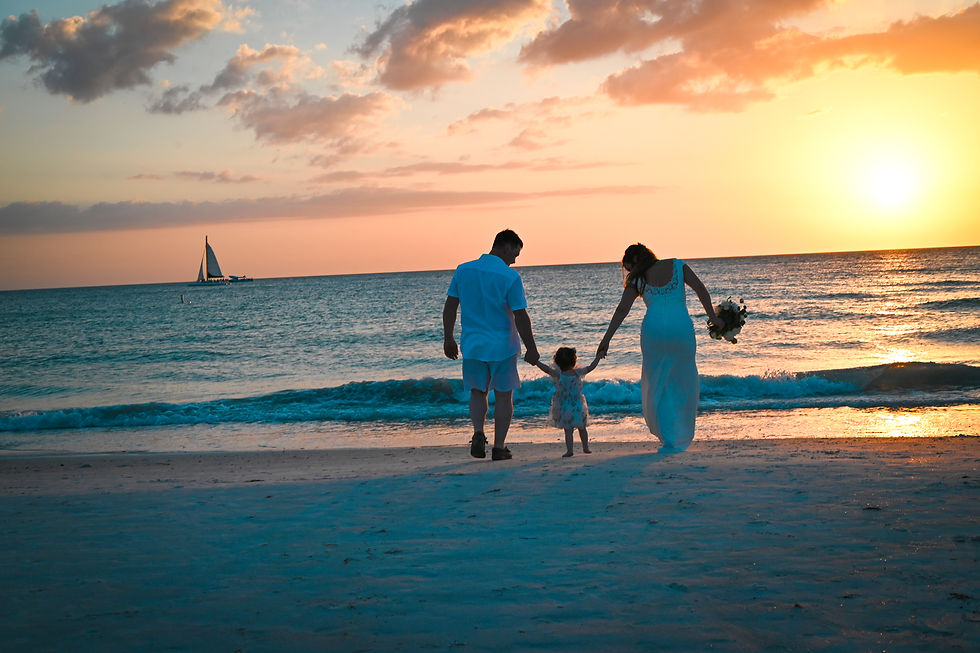 Bride and groom beach wedding