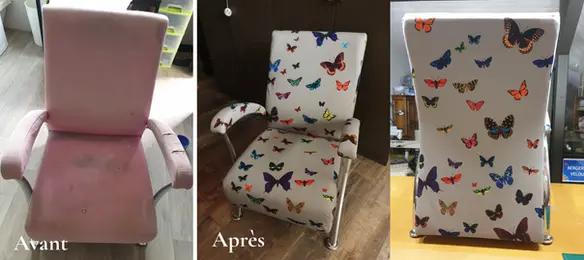 Fauteuil avec un tissu papillon