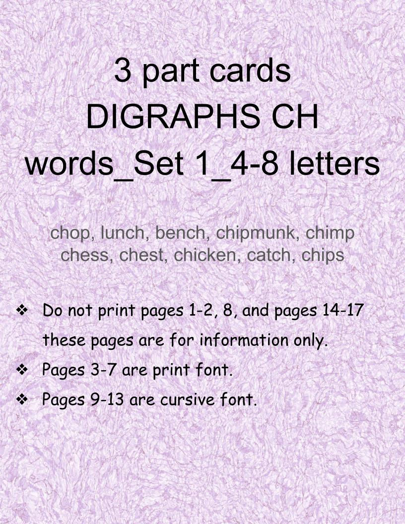 DIGRAPHS_CH words_Set 1_4-5 letter