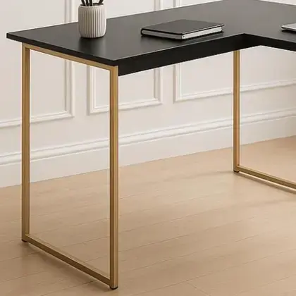 Miniatura: Mesa Em L Max Industrial Pés De Ferro Para Escritório e Home Office 150x150cm -