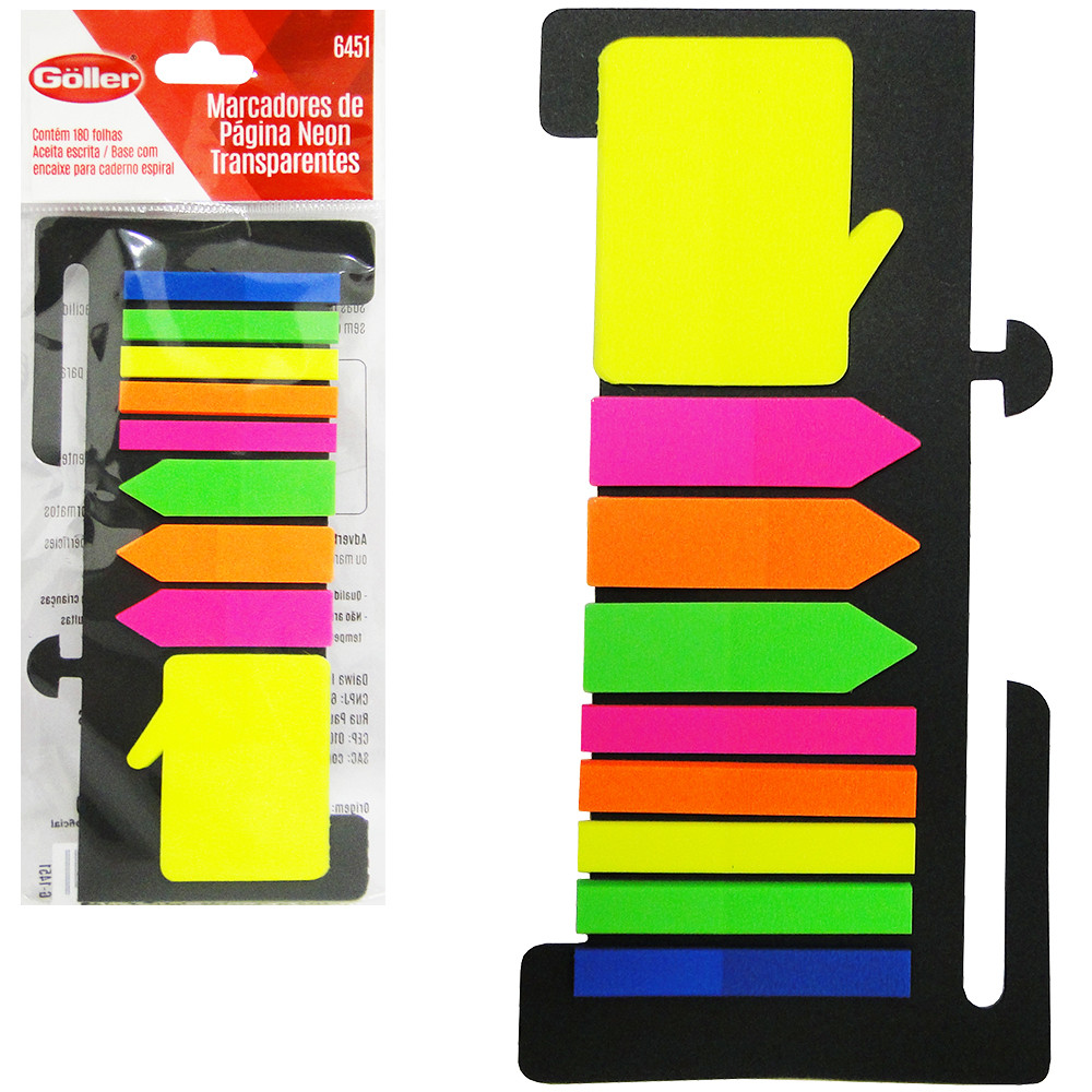 BLOCO DE ANOTACAO STICKER COM MARCADOR DE PAGINA ADESIVO FITA/SETA/BALAO 180 FOL