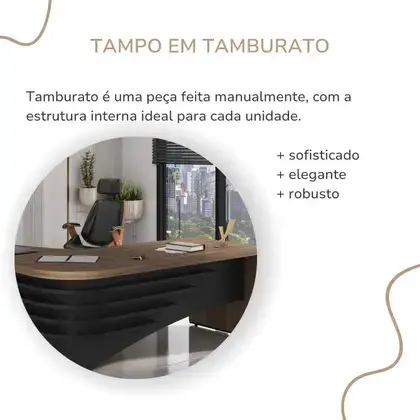 Miniatura: Mesa Diretor para Escritório em L em Tamburato Ld 200cm - Artany