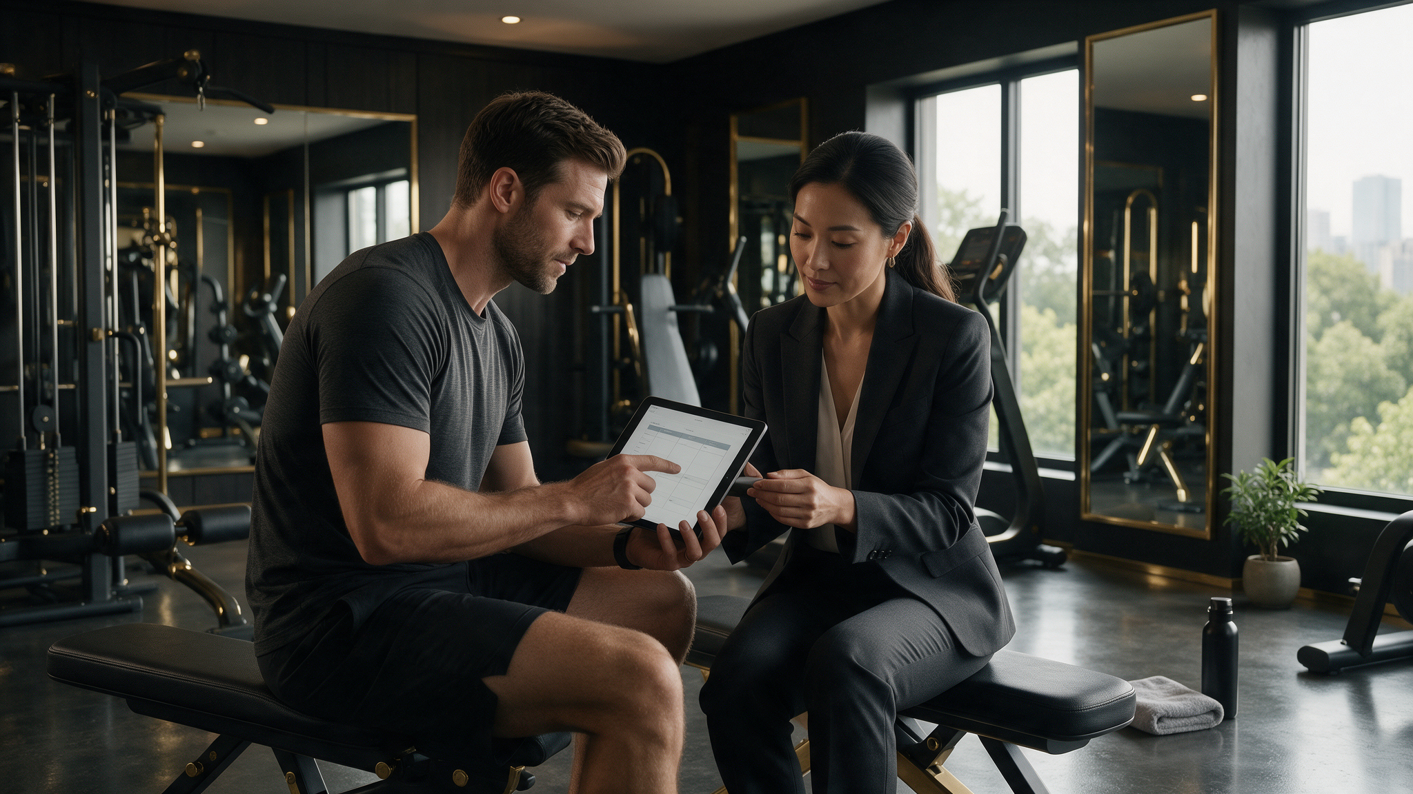 Personal Coach und Führungskraft planen die Trainingswoche im Private Gym Adliswil