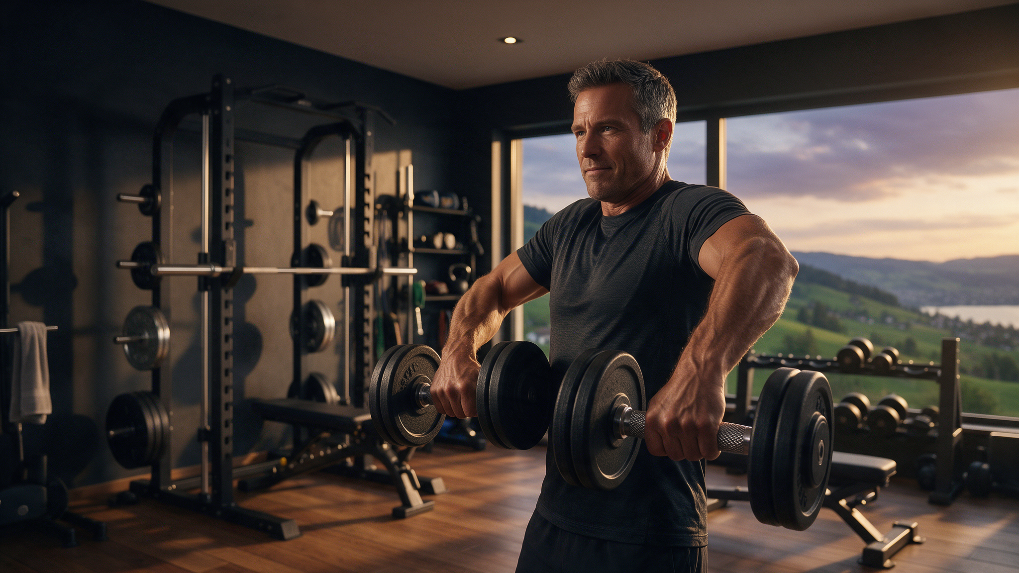 Unternehmer trainiert Griffkraft mit Farmer's Walk im Private Gym von Progressive Sports in Adliswil