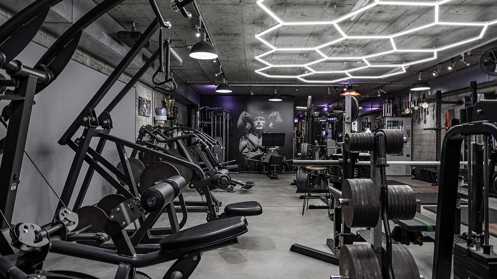 eye-level view of modern gym equipment in a fitness studio