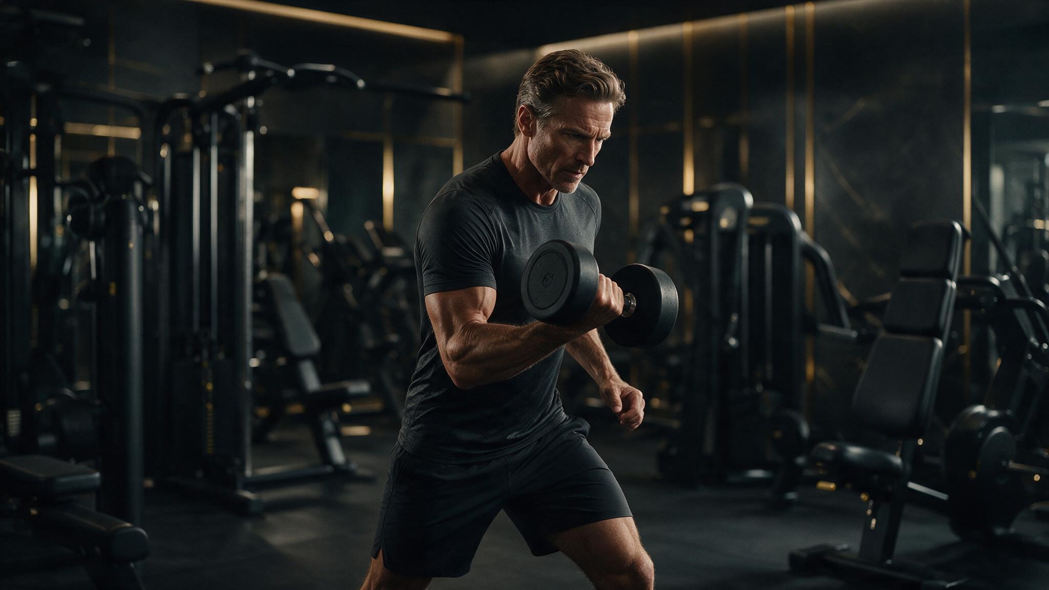 Unternehmer beim Krafttraining im Private Gym in Adliswil, um Muskeln bei der Abnehmspritze zu schuetzen
