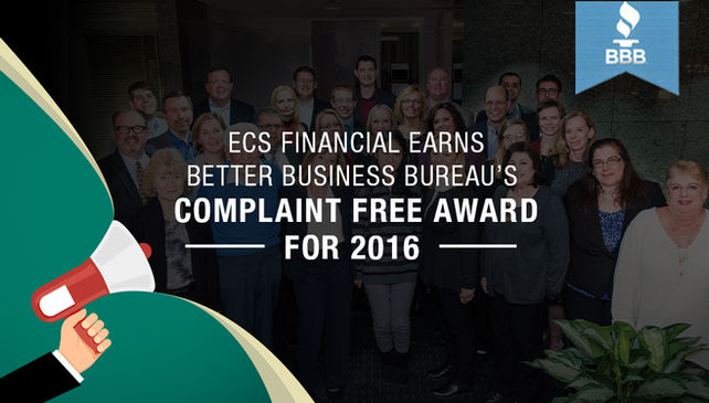 ECS Financial Services Earns Better Business Bureau’s Complaint Free Award for 2016