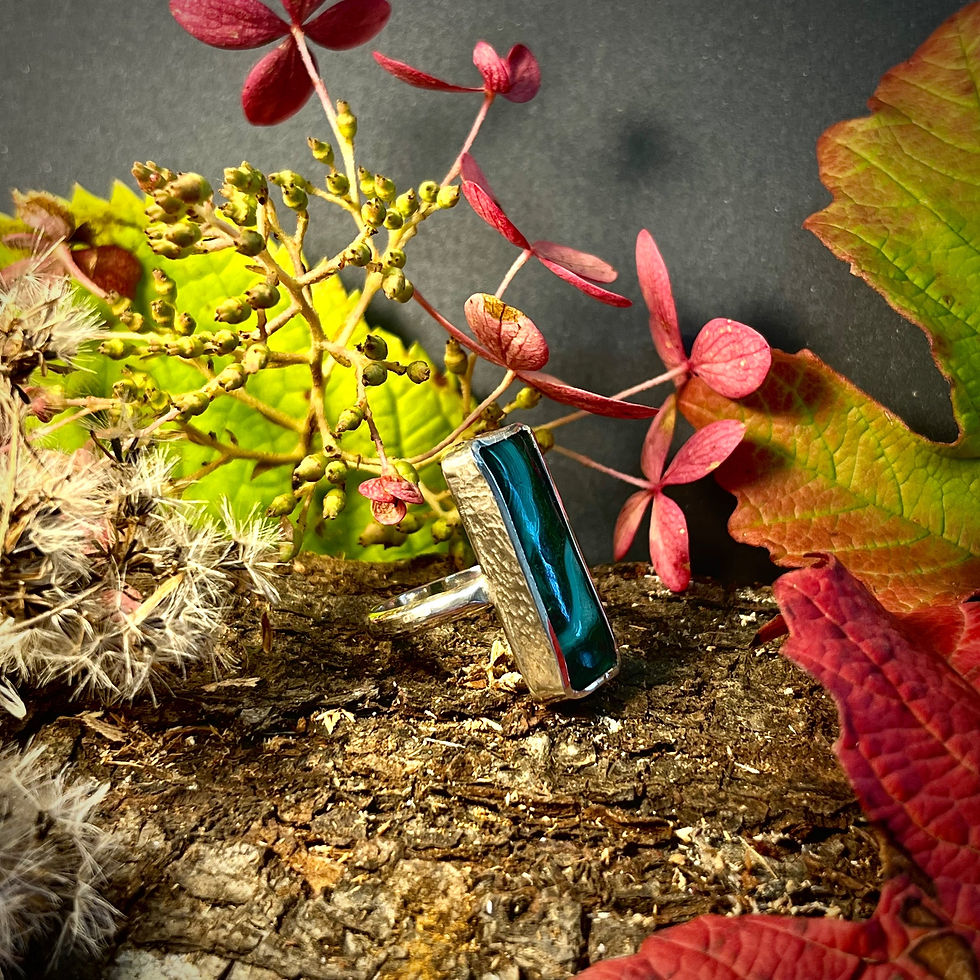 Miniature : Bague argent , chrysocolle malachite