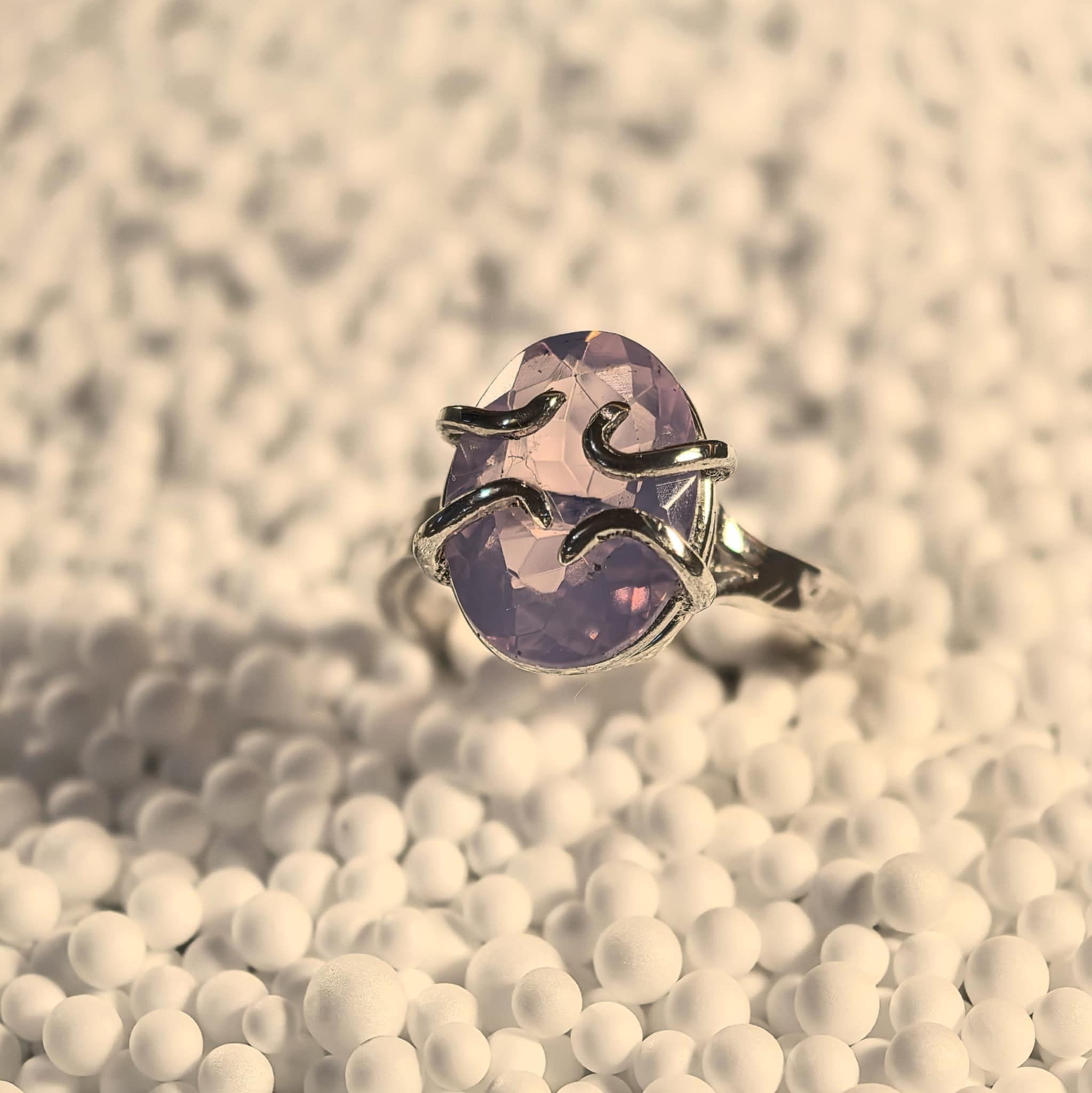 Quartz lavande,Bijoux en argent, Bague femme ; pierre naturelle, Création artisanale, Emi Bijoux et Créations
