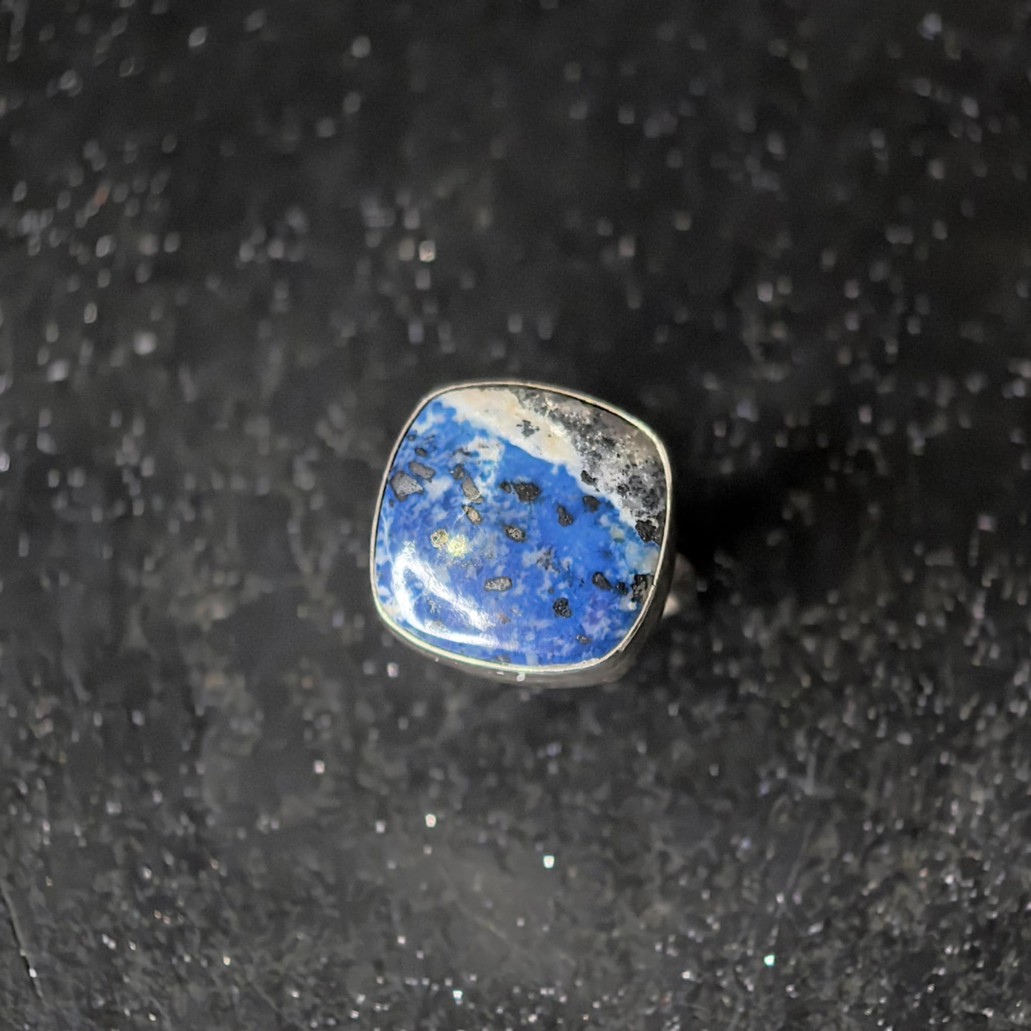 Bague argent, lapis lazuli. pierre naturelle, creation artisanal, EMI Bijoux et Créations