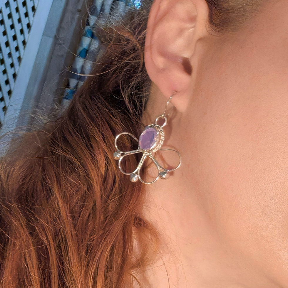 Miniature : cles d'oreille argent, quartz lavande. pierre naturelle, artisanal, EMI bijoux et créations