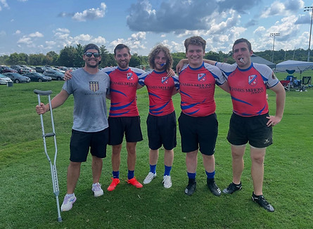 Rocktown RFC team photo: five players and injured teammate