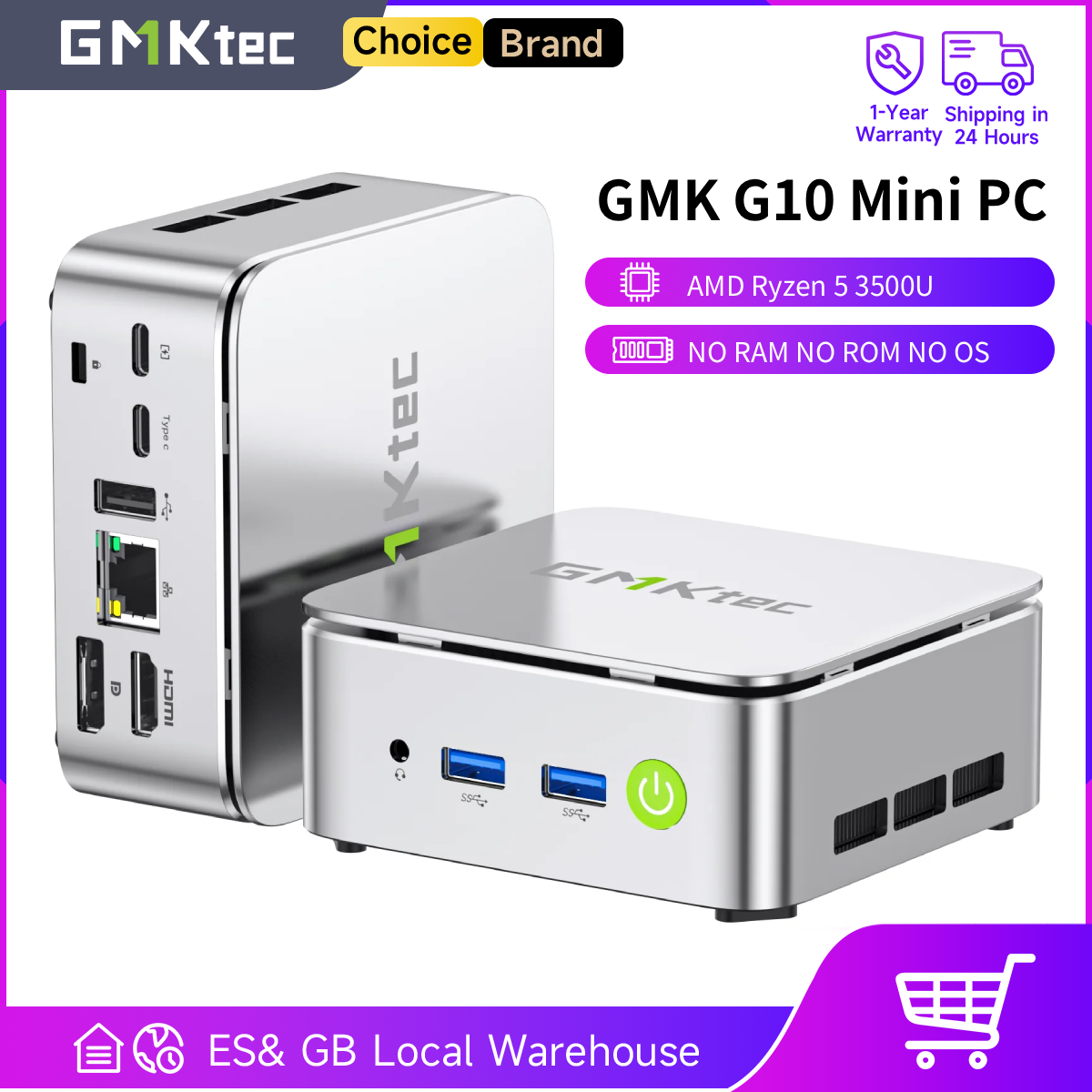 GMKtec G10 Mini PC AMD Ryzen5 3500U (Beats N150/N97) Barebone 2.5GbE NIC LAN HTP