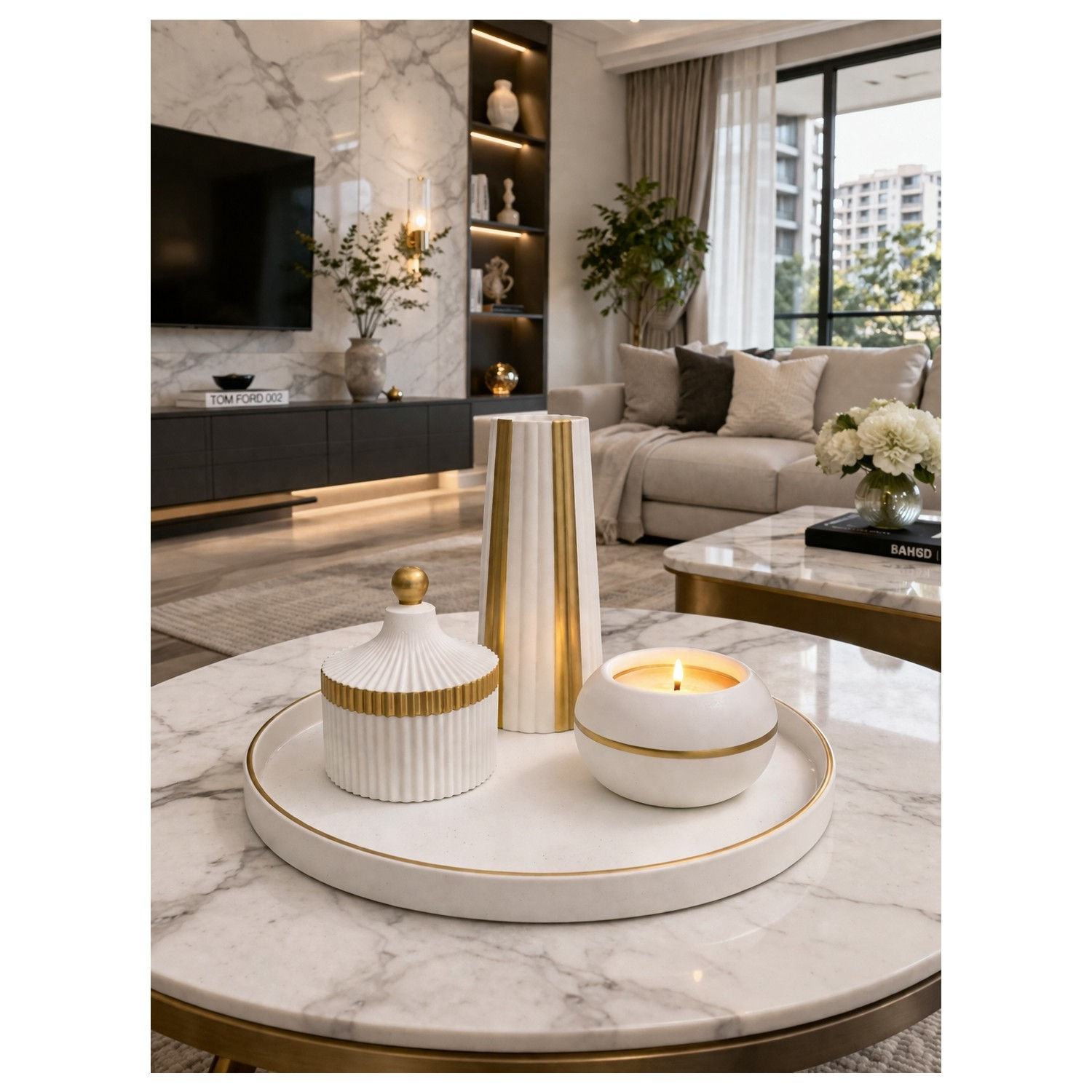 Aura Gold 3’lü Dekoratif Tepsi Seti