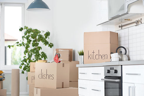 boxes house moving in the kitchen organized by area