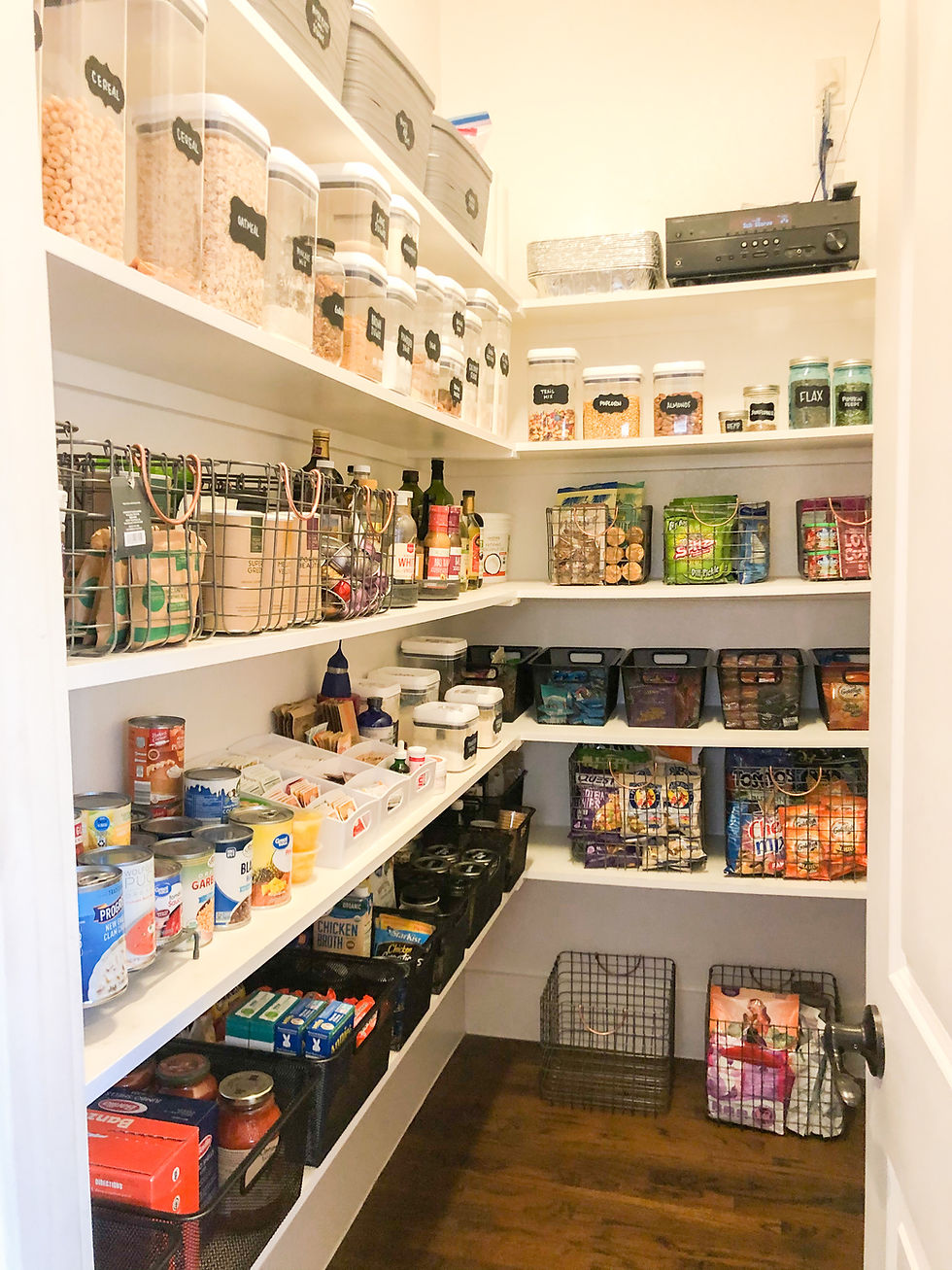 a wonderful walk-in- pantry completely organized on a budget