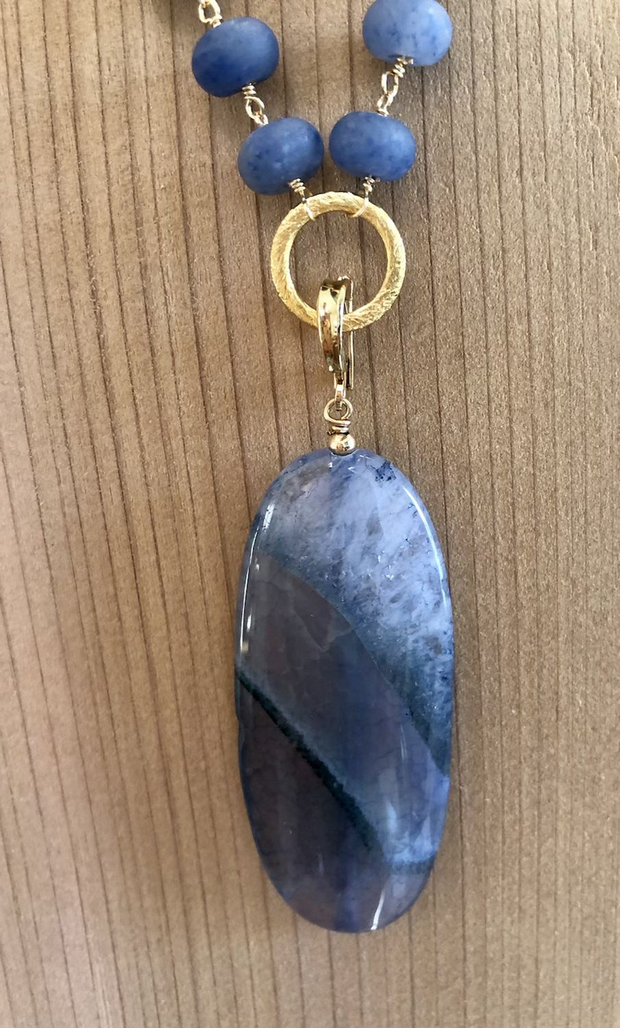 Blue Advenurine and Agate Necklace