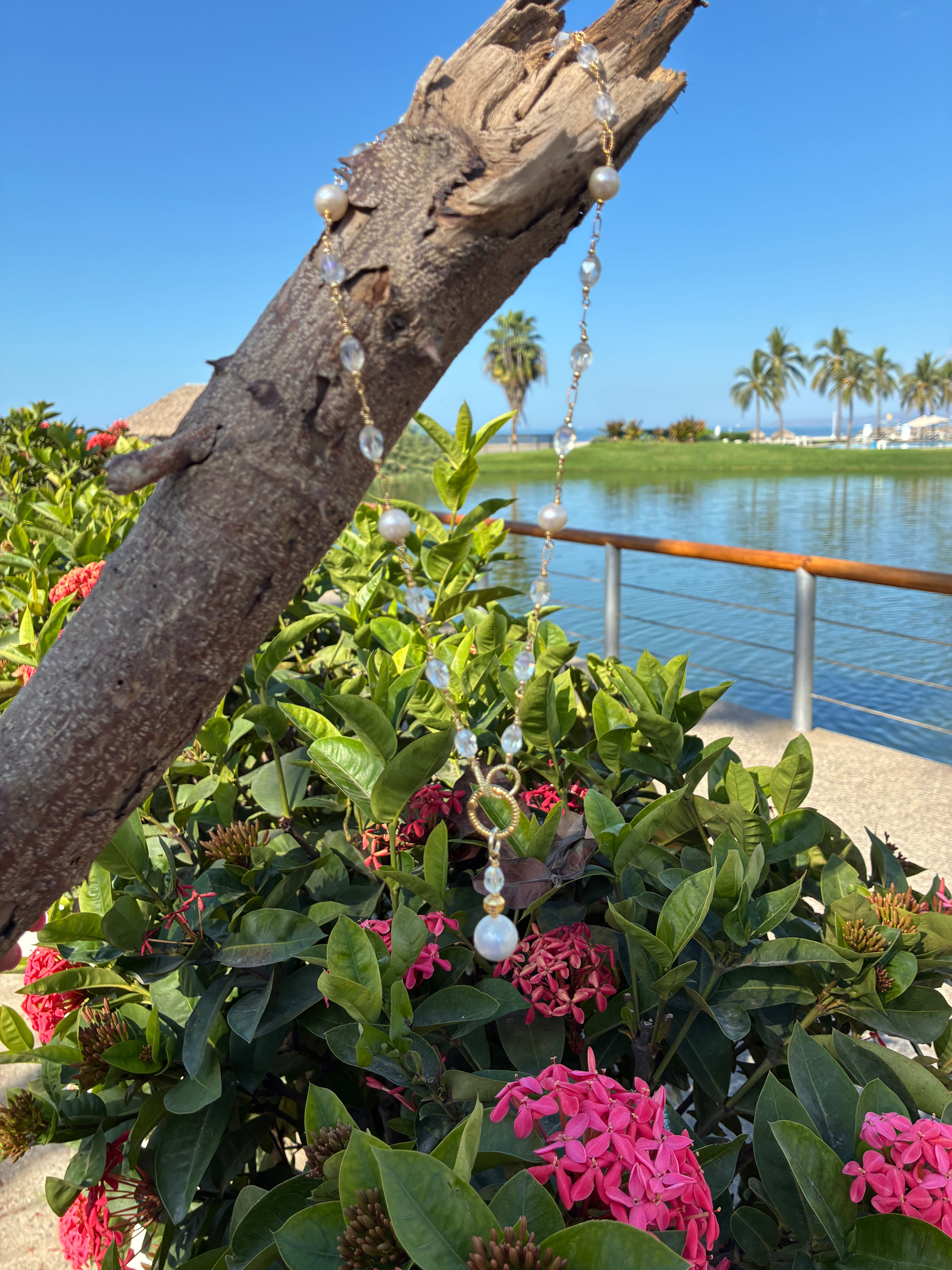 Pearl Pendant and Crystal Necklace 